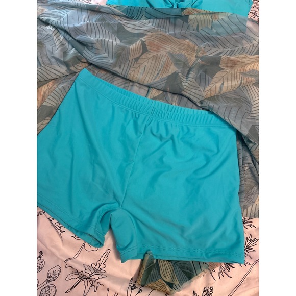 NEW Summer Mae Turquoise‎ Flowy Halter 2pc Swimdress Tankini w/ Shorts, Large - Picture 3 of 6